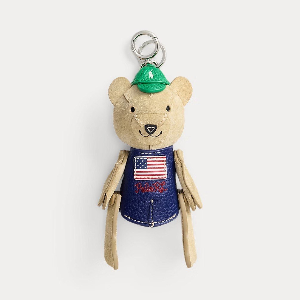 chaveiro Flag Polo Bear Suede-Leather Bag Charm