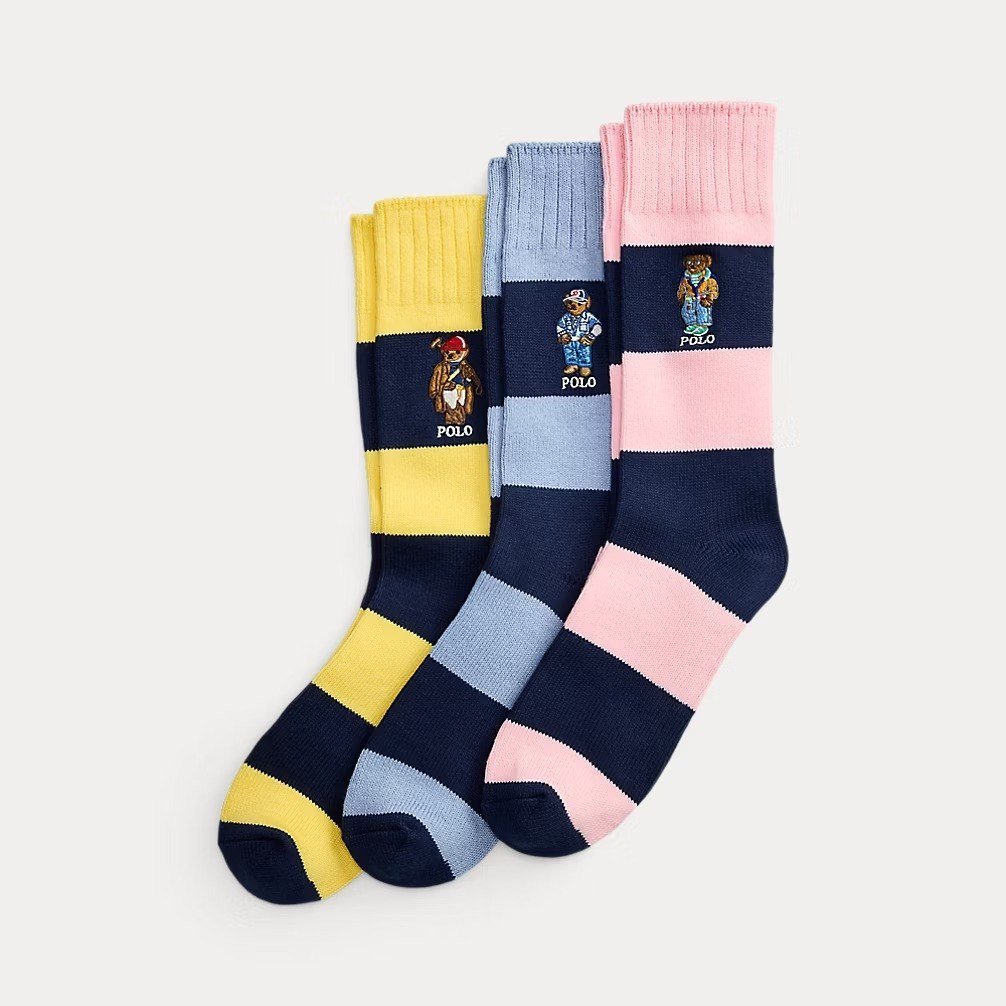 Polo Bear Striped 3-Sock Gift Set