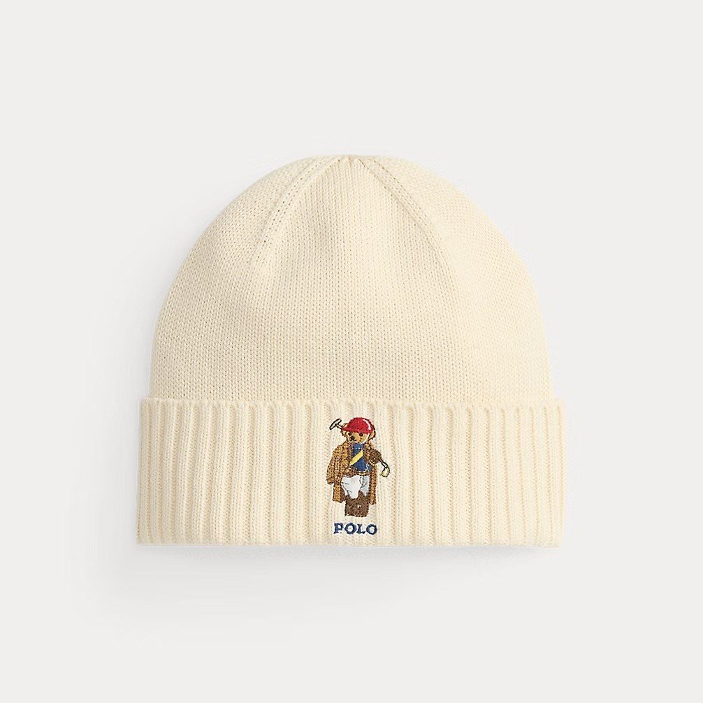 Polo Bear Knit Cotton Beanie