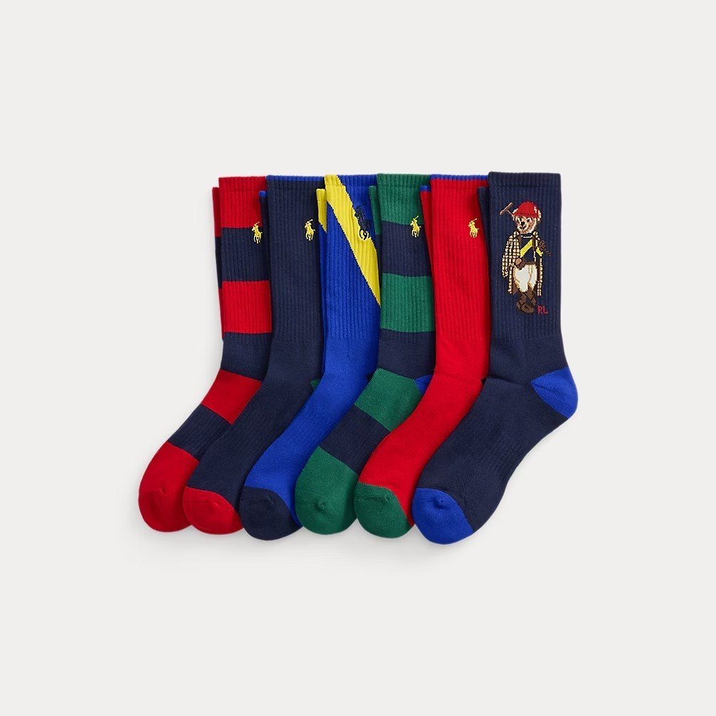 Polo Bear Cotton-Blend Crew Sock 6-Pack