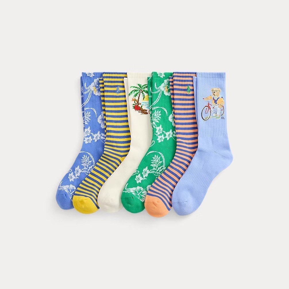 Polo Bear Cotton-Blend Crew Sock 6-Pack