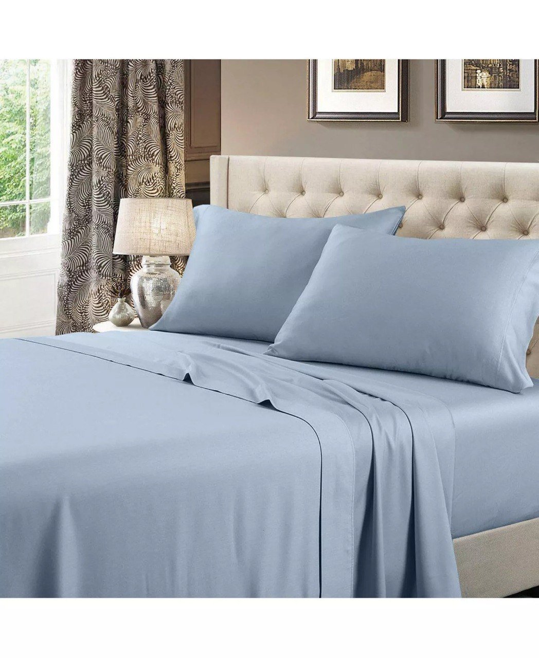 Egyptian Linens600 Thread Count Solid Cotton 4 Piece Sheets Set, Queen