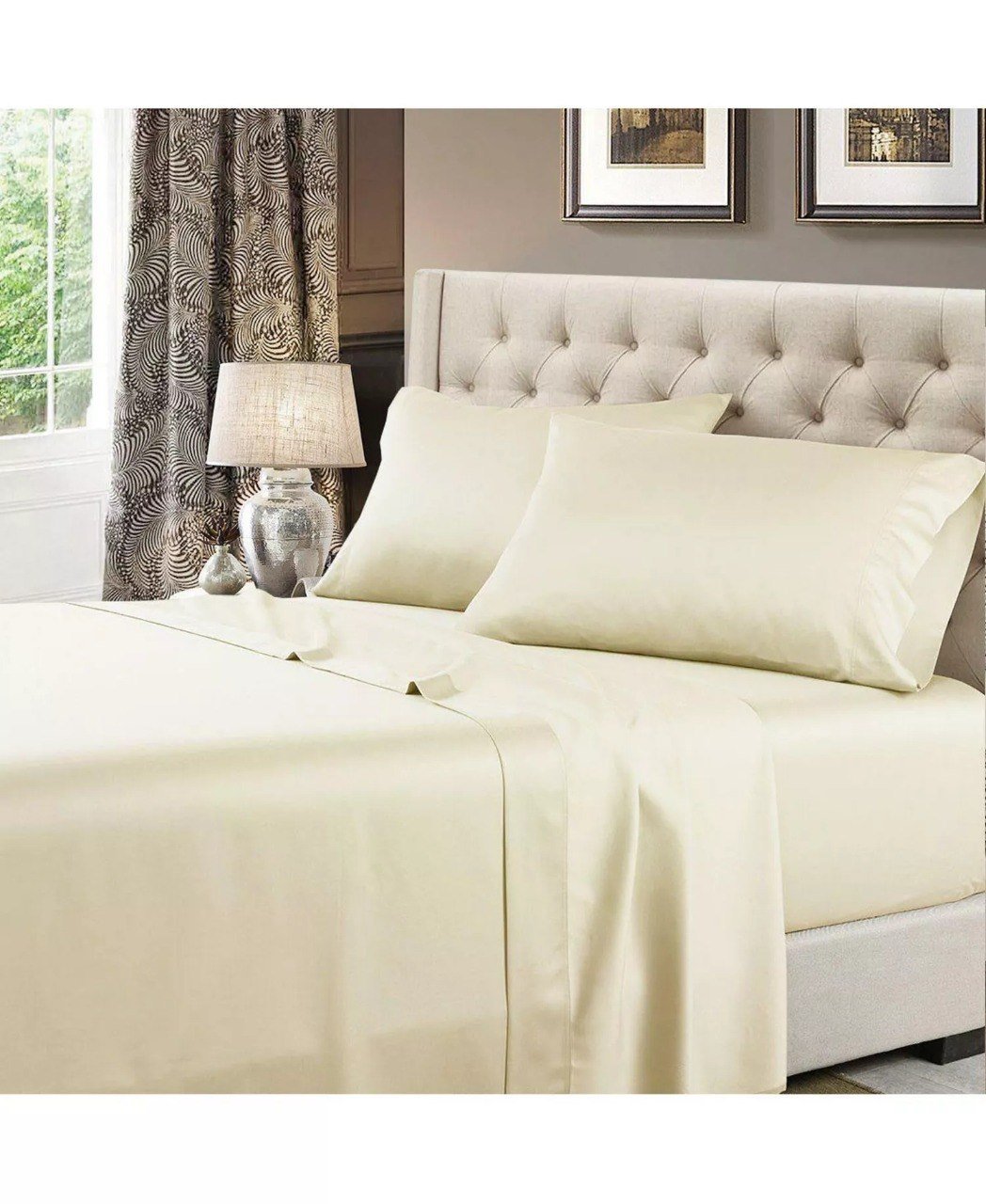 Egyptian Linens600 Thread Count Solid Cotton 4 Piece Sheets Set, Queen