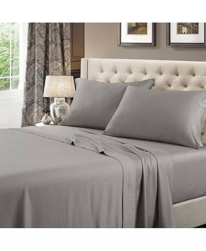 Egyptian Linens600 Thread Count Solid Cotton 4 Piece Sheets Set, Queen