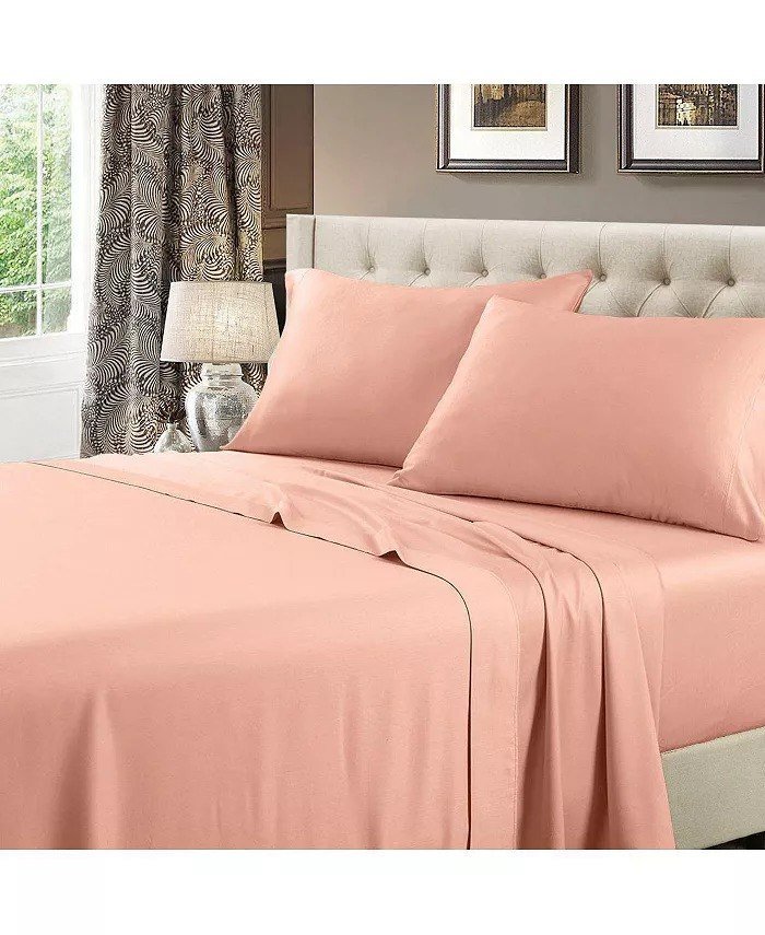 Egyptian Linens600 Thread Count Solid Cotton 4 Piece Sheets Set, Queen