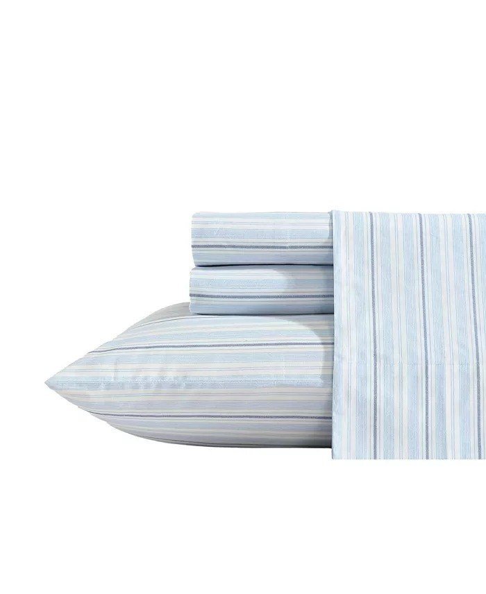 NauticaCotton Percale 4-Piece Sheet Set, Queen
