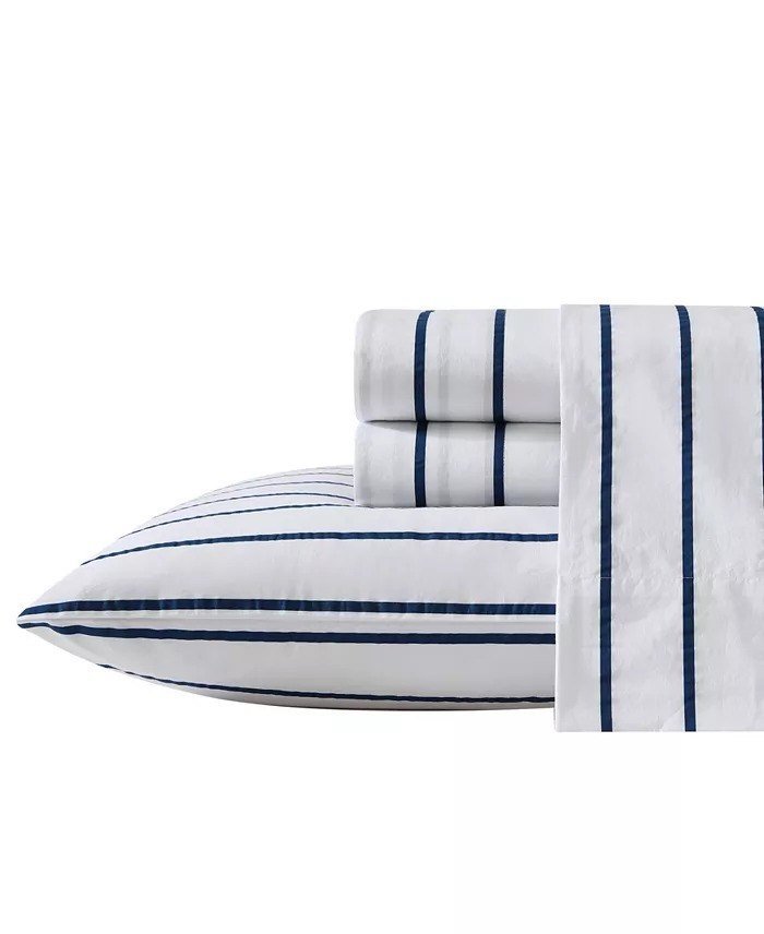 NauticaCotton Percale 4-Piece Sheet Set, Queen