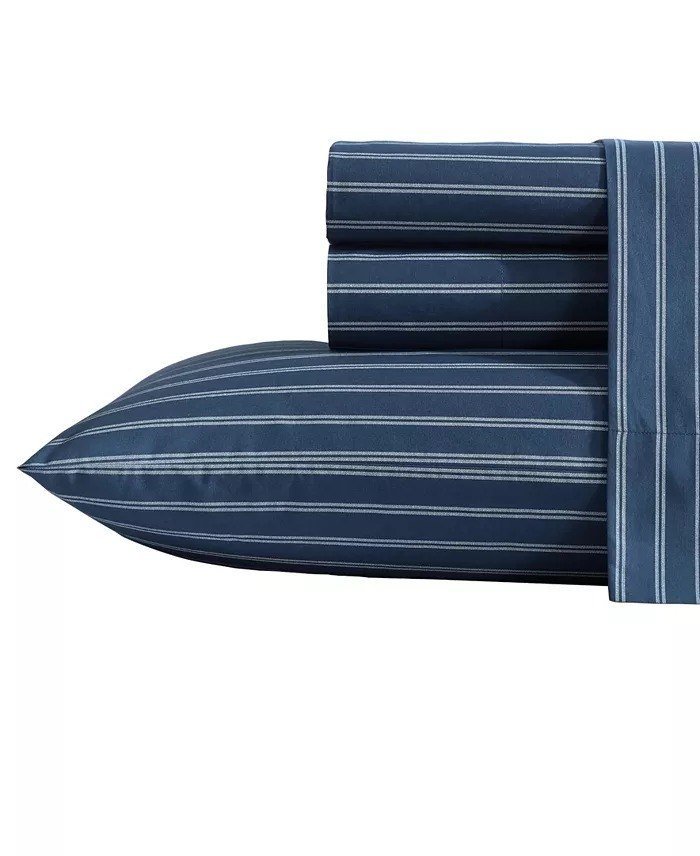 NauticaCotton Percale 4-Piece Sheet Set, Queen