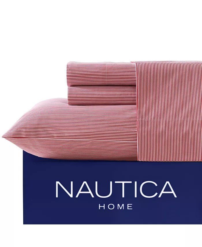 NauticaCotton Percale 4-Piece Sheet Set, Queen
