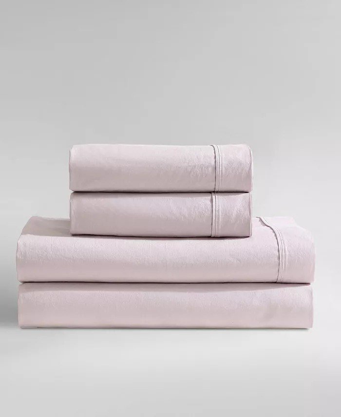Calvin KleinWashed Cotton Percale 4-Pc. Sheet Set, Queen