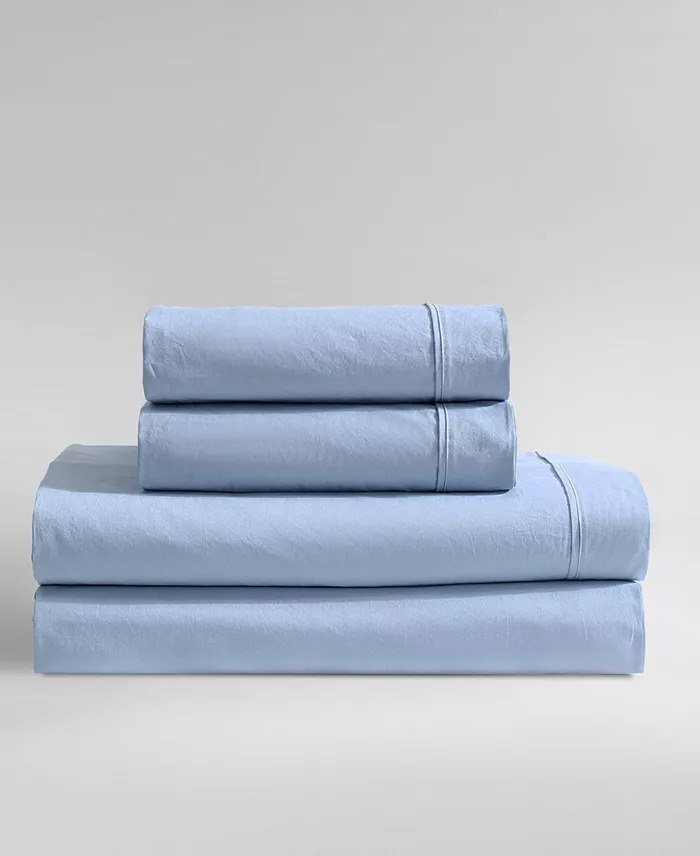 Calvin KleinWashed Cotton Percale 4-Pc. Sheet Set, Queen