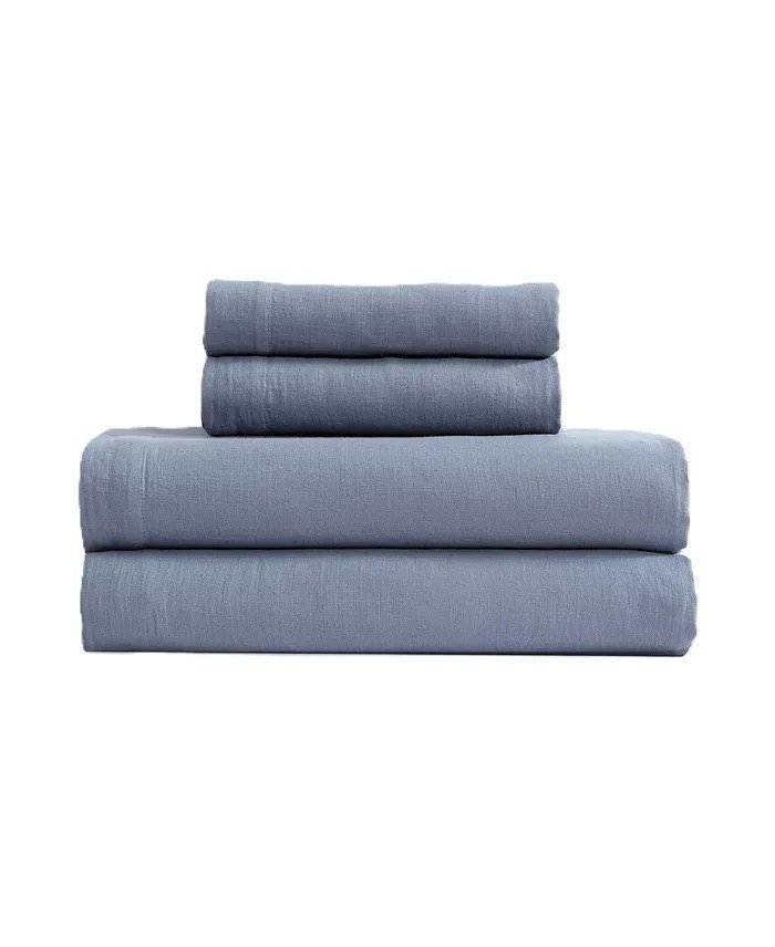 Calvin KleinSoho Solid Washed Cotton 4-Piece Sheet Set, Queen