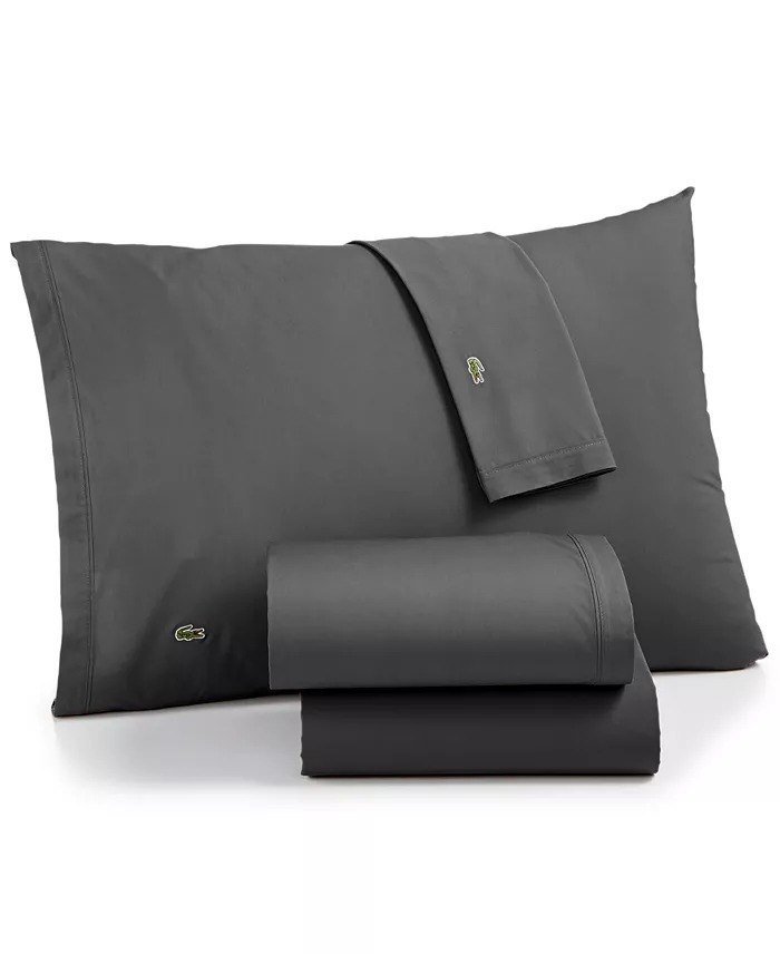 Lacoste HomeSolid Cotton Percale Sheet Set, Twin