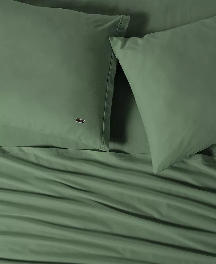 Lacoste HomeSolid Cotton Percale Sheet Set, Twin