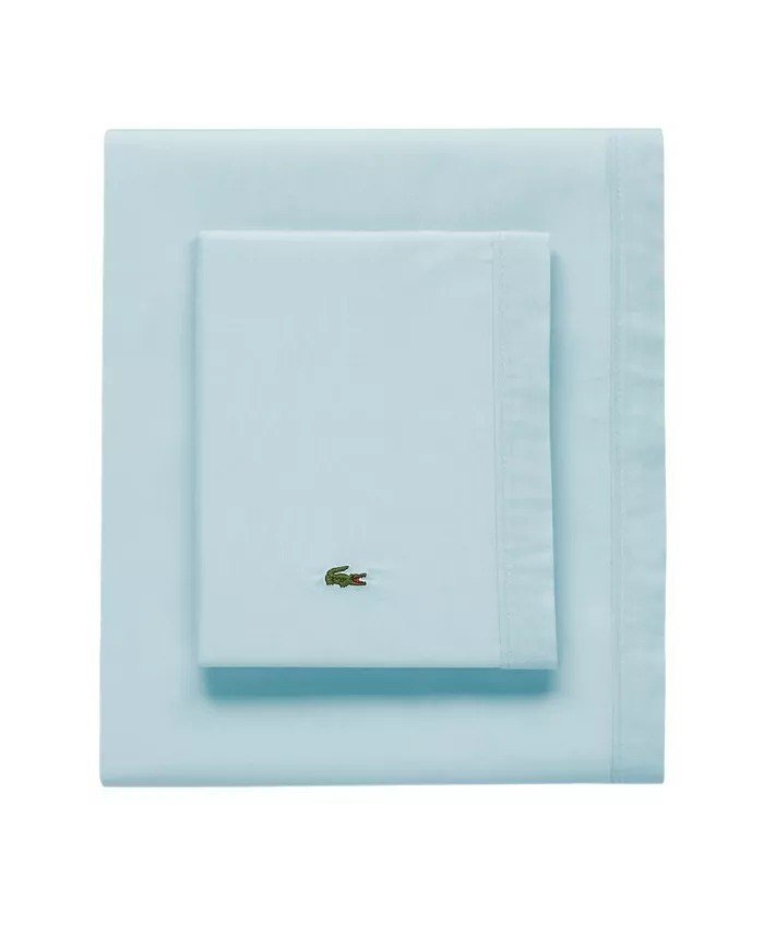 Lacoste HomeSolid Cotton Percale Sheet Set, Queen