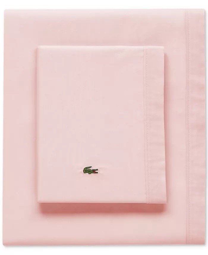 Lacoste HomeSolid Cotton Percale Sheet Set, Queen
