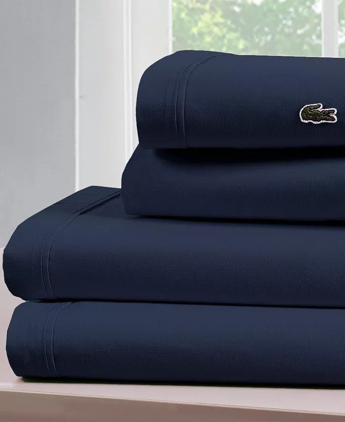Lacoste HomeSolid Cotton Percale Sheet Set, King