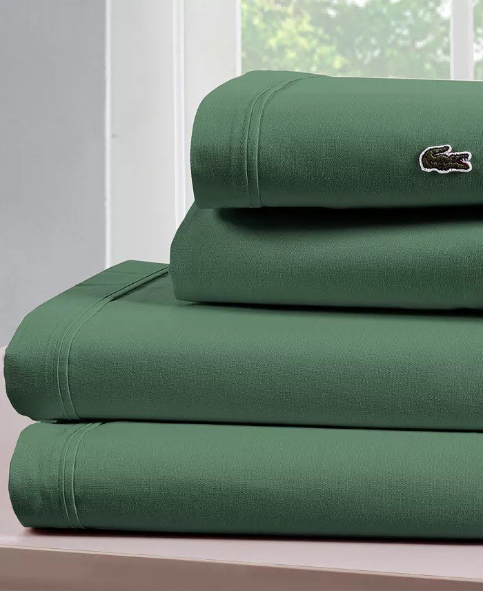 Lacoste HomeSolid Cotton Percale Sheet Set, King