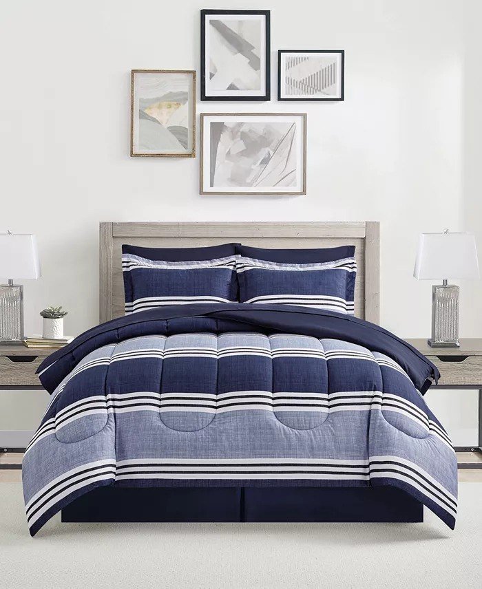 MacysAiden Striped 8-Pc. Comforter Sets queen