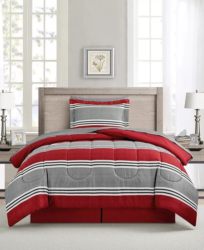 MacysAiden Striped 8-Pc. Comforter Sets queen