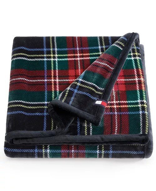 Tommy HilfigerPrinted Plush Plaid Throw, 70 x 50