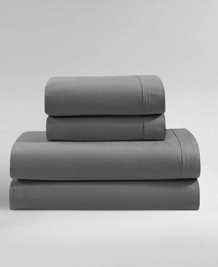 Calvin KleinWashed Cotton Percale 4-Pc. Sheet Set, King