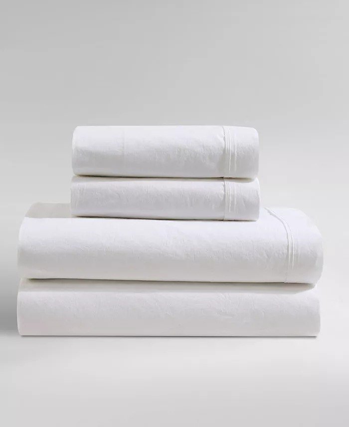 Calvin KleinWashed Cotton Percale 4-Pc. Sheet Set, King