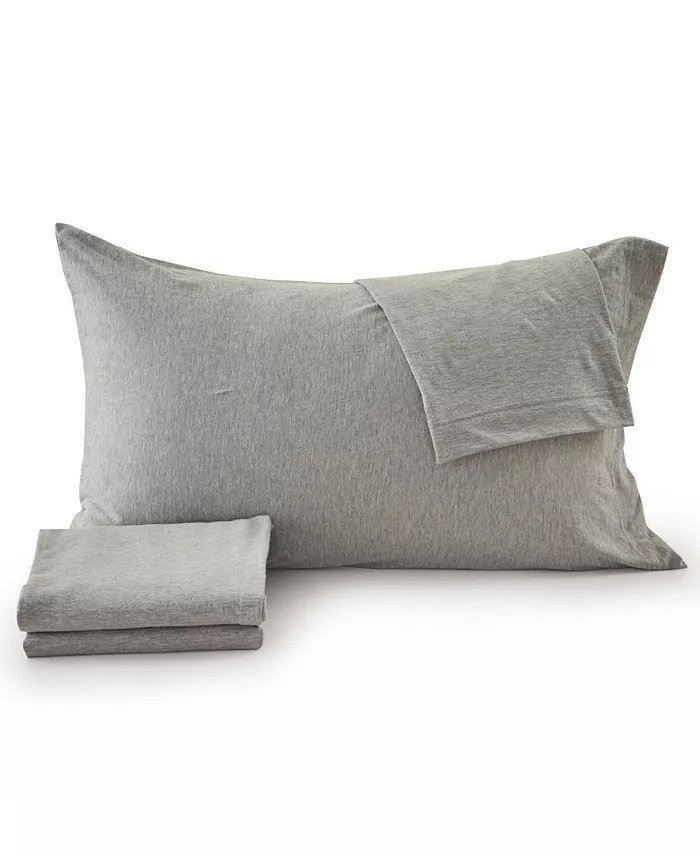 MadelinenHeathered Melange T-shirt Jersey Knit Cotton Blend 4 Piece Sheet Set, King