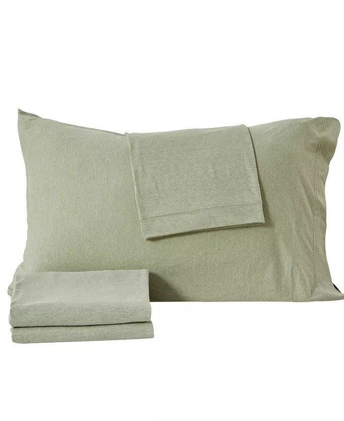 MadelinenHeathered Melange T-shirt Jersey Knit Cotton Blend 4 Piece Sheet Set, King