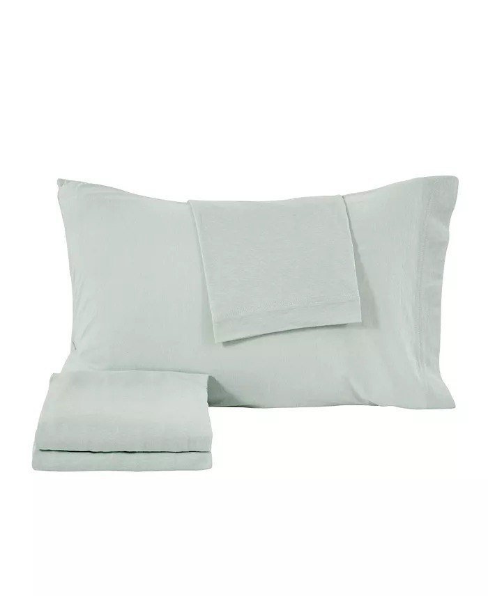 MadelinenHeathered Melange T-shirt Jersey Knit Cotton Blend 4 Piece Sheet Set, Queen