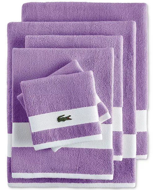 Lacoste HomeHeritage Sport Stripe Logo Cotton 6-Pc. Bath Towel Set