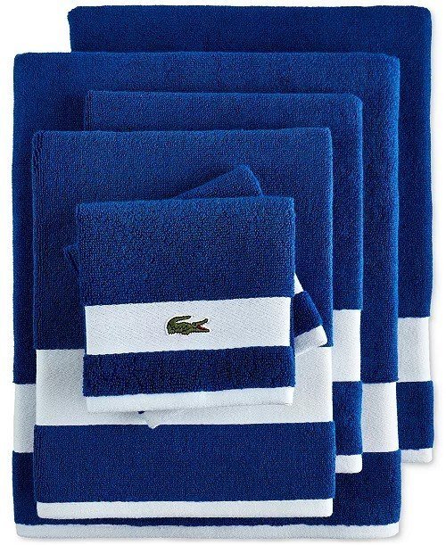 Lacoste HomeHeritage Sport Stripe Logo Cotton 6-Pc. Bath Towel Set
