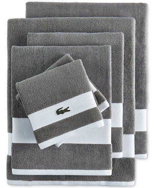 Lacoste HomeHeritage Sport Stripe Logo Cotton 6-Pc. Bath Towel Set