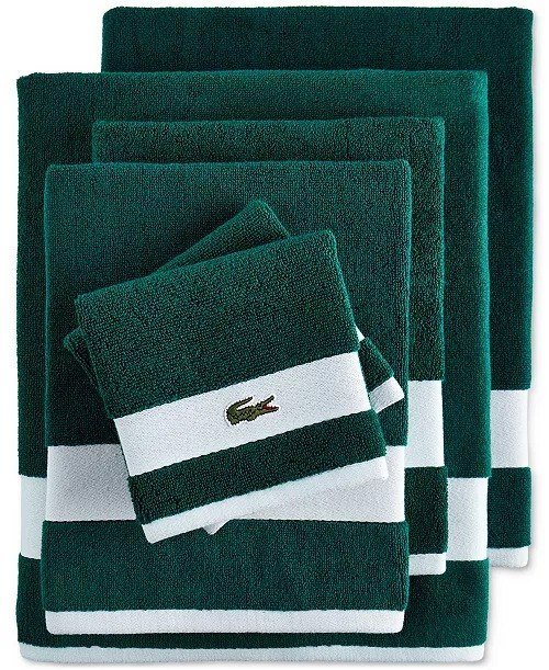Lacoste HomeHeritage Sport Stripe Logo Cotton 6-Pc. Bath Towel Set