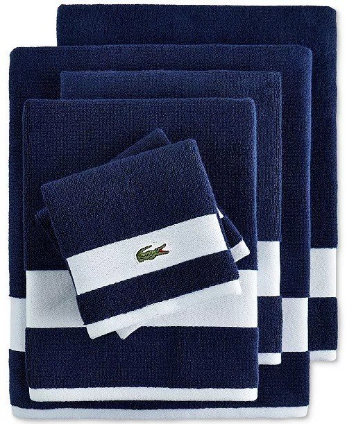 Lacoste HomeHeritage Sport Stripe Logo Cotton 6-Pc. Bath Towel Set