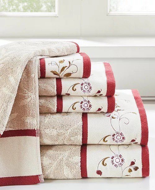 Madison ParkCotton 6-Pc. Embroidered Serene Jacquard Towel Set