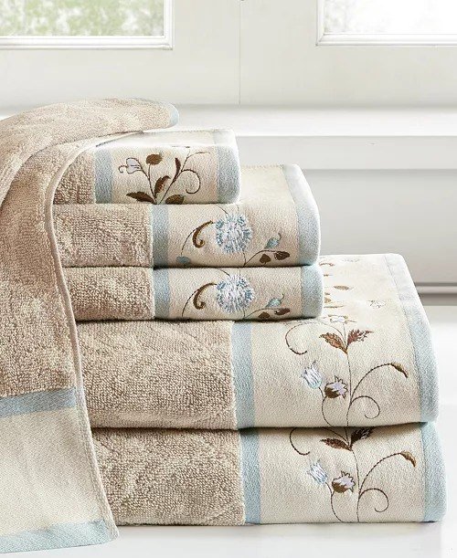 Madison ParkCotton 6-Pc. Embroidered Serene Jacquard Towel Set