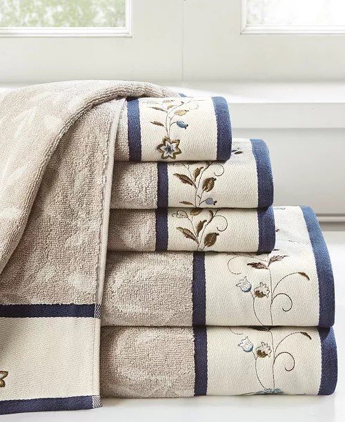 Madison ParkCotton 6-Pc. Embroidered Serene Jacquard Towel Set