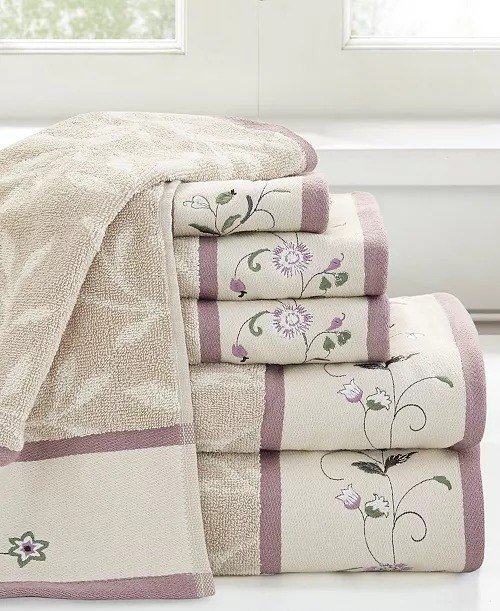 Madison ParkCotton 6-Pc. Embroidered Serene Jacquard Towel Set