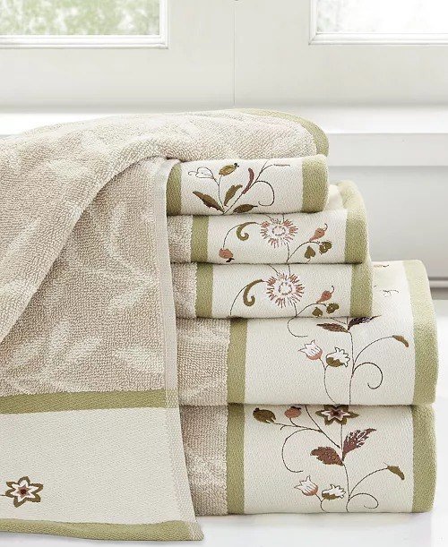 Madison ParkCotton 6-Pc. Embroidered Serene Jacquard Towel Set