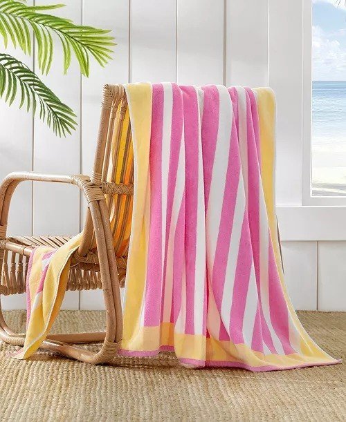 The Beach HouseFrame Stripe Cotton Beach Towel, 40 x 70