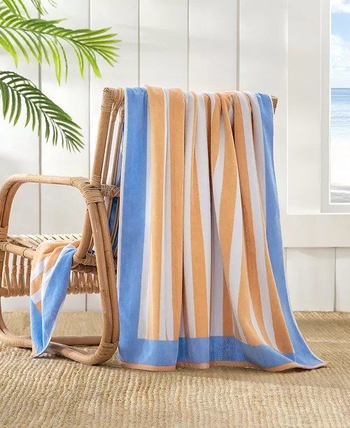 The Beach HouseFrame Stripe Cotton Beach Towel, 40 x 70