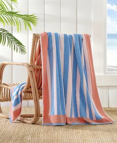 The Beach HouseFrame Stripe Cotton Beach Towel, 40 x 70
