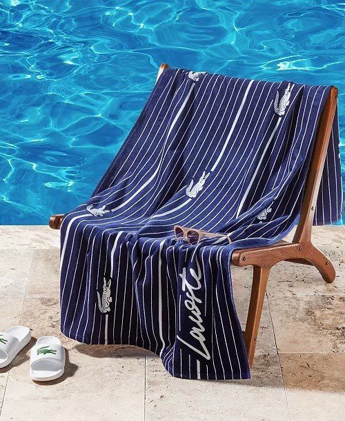 Lacoste HomeLacoste Crocodile Print Shirting Cotton Beach Towel, 36 x 72