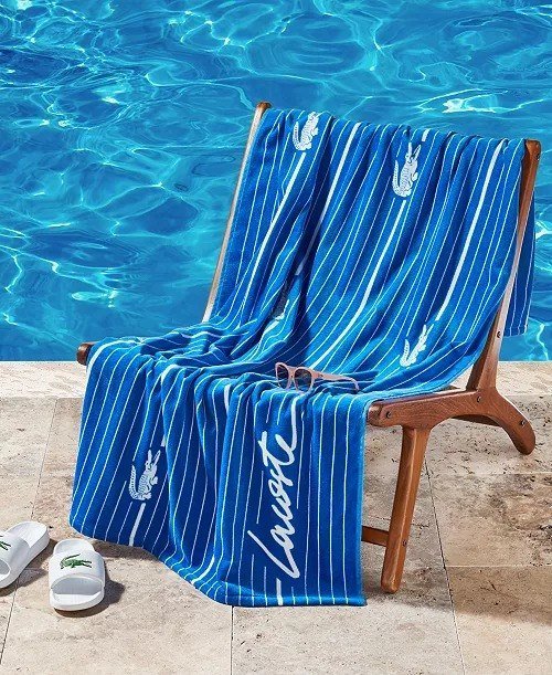 Lacoste HomeLacoste Crocodile Print Shirting Cotton Beach Towel, 36 x 72
