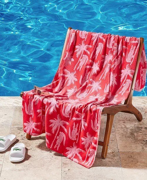 Lacoste HomeLacoste All-Over Crocodile Palm Print Cotton Beach Towel, 36 x 72
