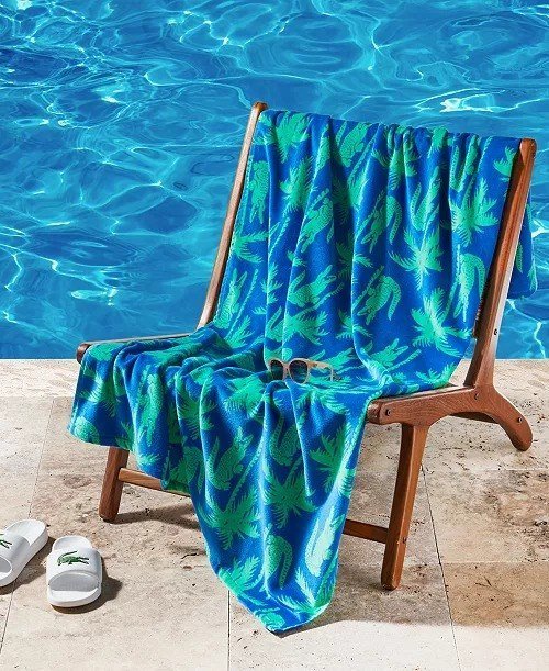 Lacoste HomeLacoste All-Over Crocodile Palm Print Cotton Beach Towel, 36 x 72