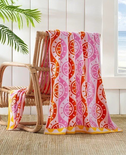 The Beach HouseCotton Citrus Jacquard Beach Towel, 40 x 70
