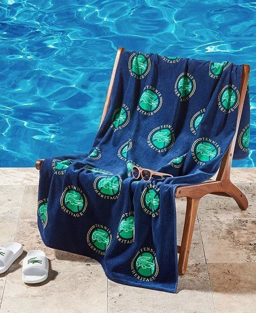 Lacoste HomeLacoste All-Over Badges Cotton Beach Towel, 36 x 72