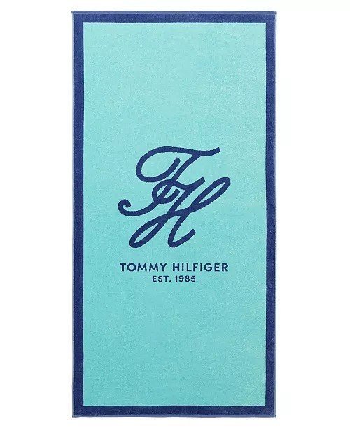 Tommy HilfigerColorblock Monogram Cotton Beach Towel, 68 x 36